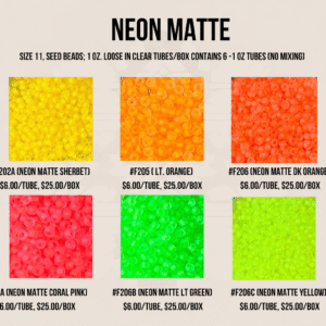 SEED BEADS SIZE 11 NEON ,MATTE