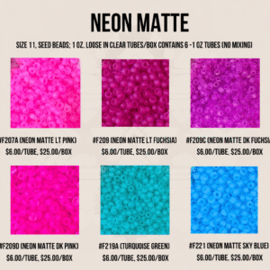 SEED BEADS, SIZE 11 NEON MATTE