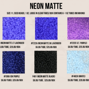 SEED BEADS, SIZE 11 NEON MATTE
