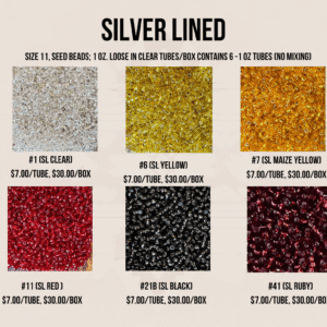 SEED  BEADS, SIZE 11 SILVER LINED